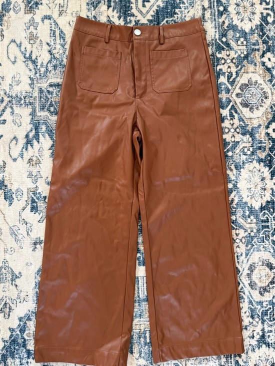 Emery Rose Pants - Emery Rose NWOT Faux Leather Wide Leg Pants - Cognac Brown